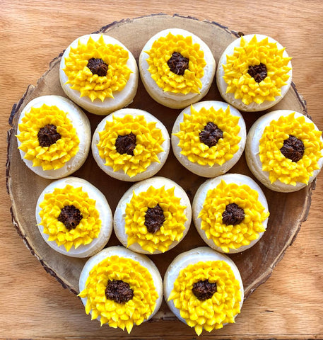 One Dozen 2 oz. Sunflower Decorated Cookies